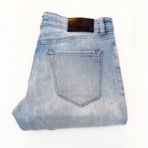 Hugo Boss Mens Denim Jeans Stretch Straight Leg Ripped Zip Fly Size 34